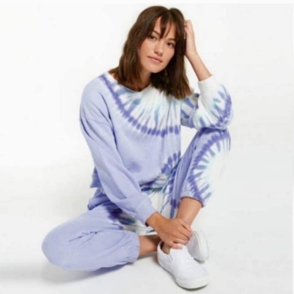 Women's WildFox Sweatshirt & Pants Size Medium Purple Peri Shibori Tie Dye